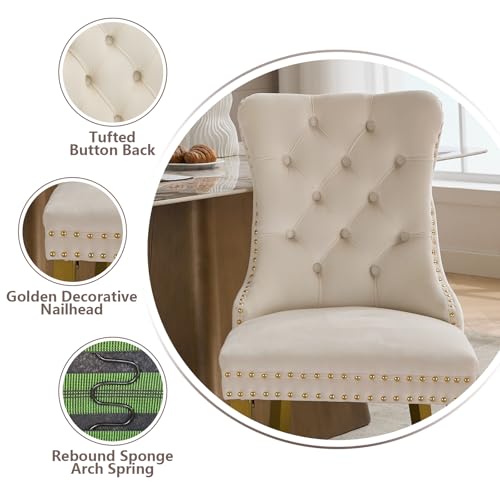 Cream Velvet Dining Chairs Set of 4 (4 Count (Chairs))