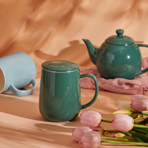 20 OZ Porcelain Tea Mug with Infuser and Lid