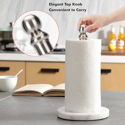 Paper Towel Holder Countertop with Heavy Marble Base