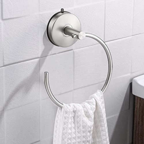 Suction Cup Hand Towel Ring Brushed Nickel Hand Towel Holder for Bathroom Wall SUS 304 Stainless Steel Kitchen Towel Hanger