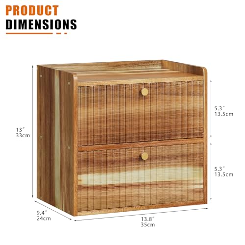 Acacia Bread Box for Kitchen Countertop Wood Bread Storage Container Bin Double Layer BreadBox Farmhouse Large Capacity Food Organizer