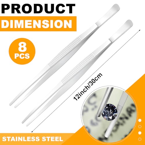 8 Packs kitchen tweezers Stainless Steel (8 Count)