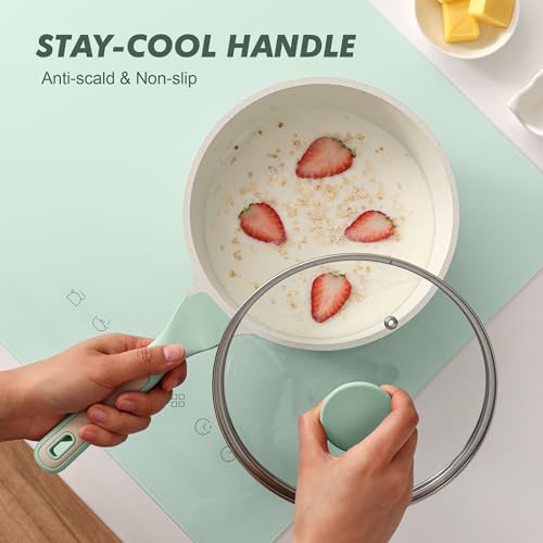 Ceramic Nonstick Saucepan with Lid 1.5 QT