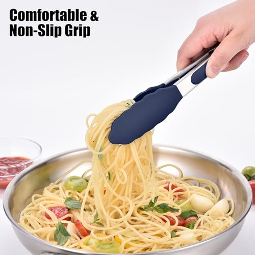 Kitchen Tongs with Silicone Tips for Cooking Serving