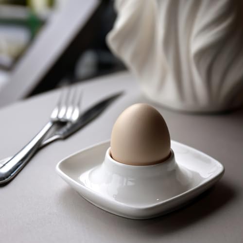 Ceramics White Egg Cups for Hard Boiled Eggs Set 6pcs (6 Count)