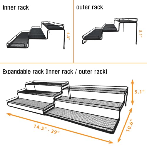 3 Tier Wide Expandable Cabinet Spice Rack Organizer