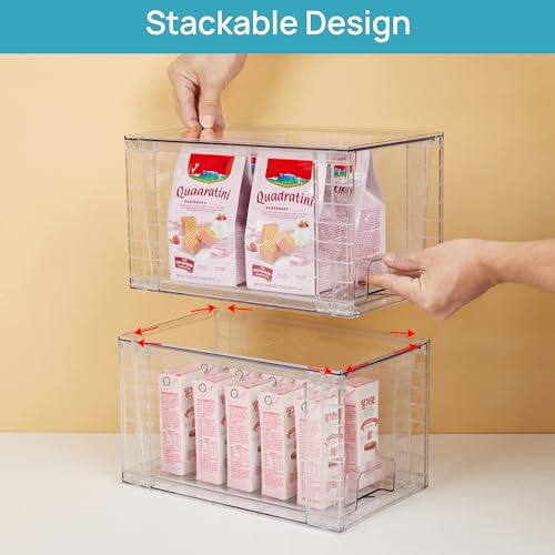 4 Pack Stackable Clear Pantry Storage Drawers (4 Count)