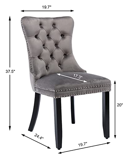 Grey Velvet Dining Chairs Set of 6