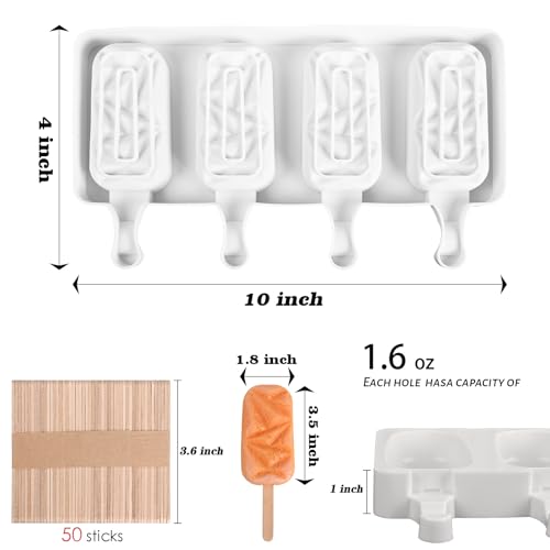 2 Pack 4 Cavities Diamond Shape Silicone Popsicle Molds