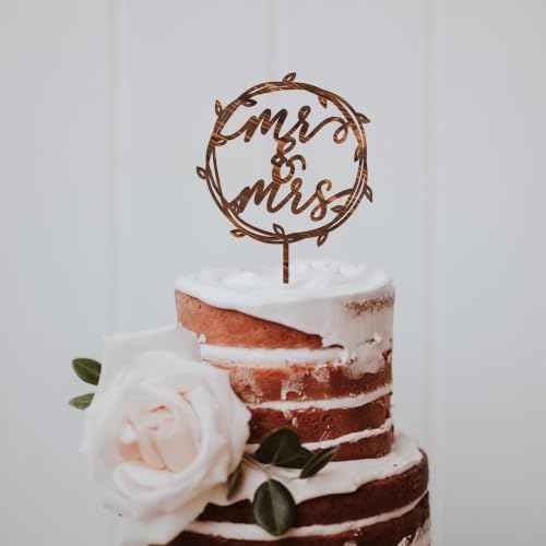 Mr & Mrs Wedding Cake Topper in Wood