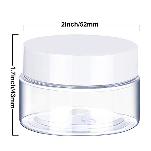 6 Pack 2 oz Plastic Jars Containers with Lids Wide (6 Count)