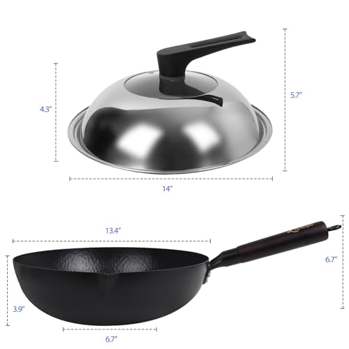 13.4 Inch Carbon Steel Wok For Electric