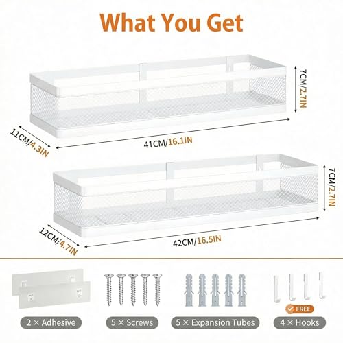 16.5 Inch Extra Long Slim Mesh Shower Caddy (2 Count)