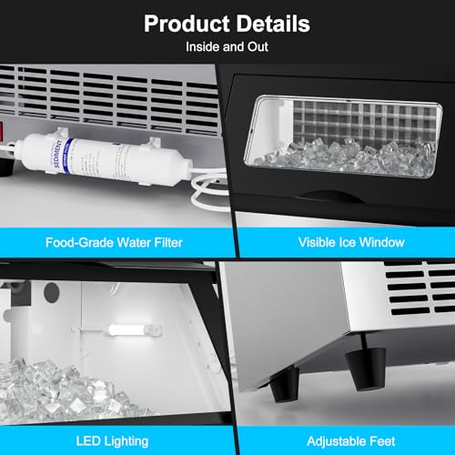 200Lbs 24H Commercial Ice Maker Machine 60 Ice