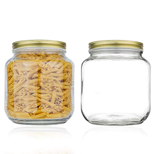 2 Pack Half Gallon Mason Wide Mouth Glass Jar with Airtight Metal Lid (2 Count)