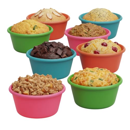 Silicone Reusable Muffin Liners for Baking (8 Count)