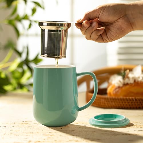 20 OZ Porcelain Tea Mug with Infuser and Lid