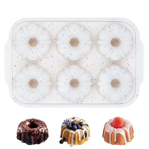 3 Inch Mini Fluted Tube Cake Pans for Baking with Metal Reinforced Frame (2 Count)