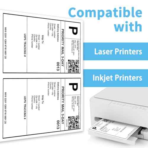 8.5" x 5.5" Half Sheet Self Adhesive Shipping Labels for Laser & Inkjet Printers
