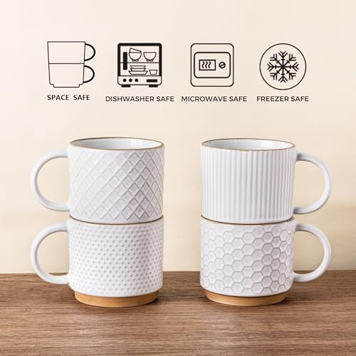 15 OZ Stackable Coffee Mugs Set of 4 (4 Count)
