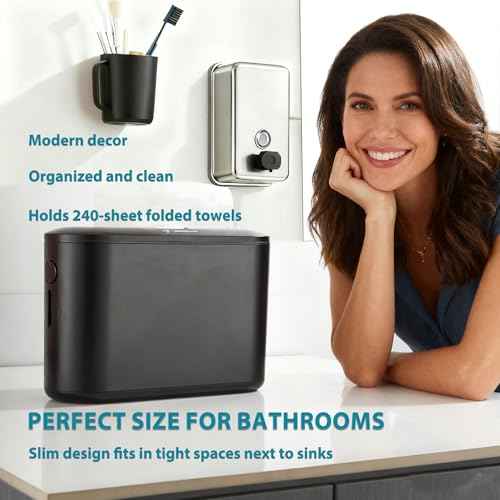 Multifold Paper Towel Dispenser Countertop Compact Design for Kitchen Black