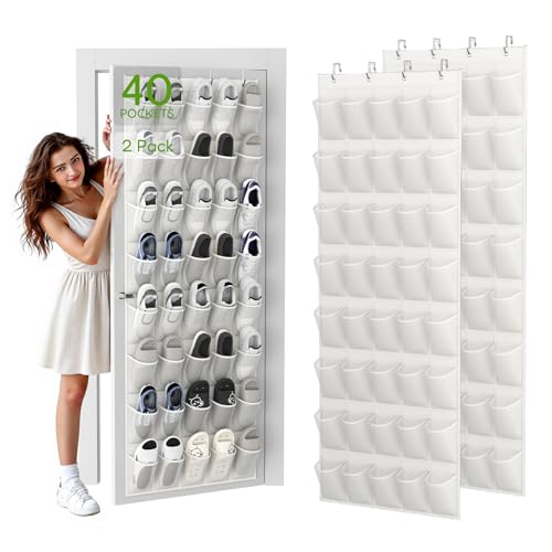 Over the Door Shoe Organizer with 40 Large Breathable Mesh Pockets