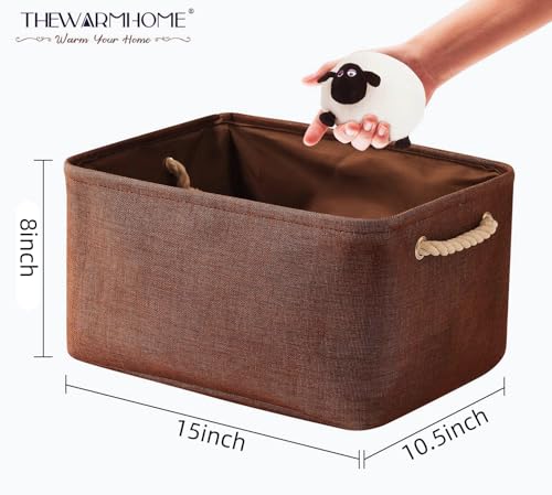 Decorative Basket Rectangular Fabric Storage Bin Organizer Basket with Handles for Clothes Storage