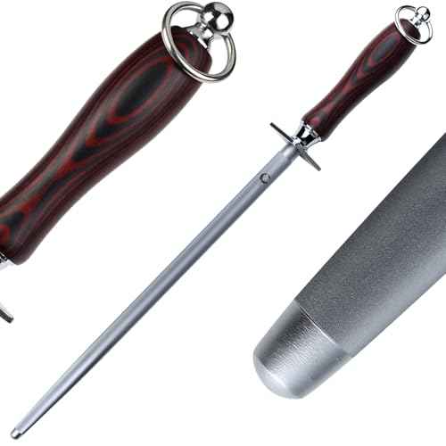 Honing Steel Knife Sharpener Steel Round 12 IN Rod for Kitchen Knife