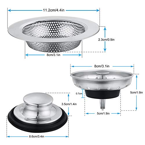 Kitchen Sink Drain Strainer 6 Pack Stainless Steel Sink Stopper (6 Count)