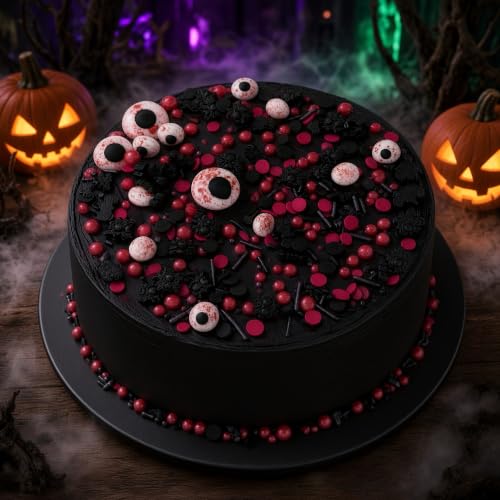 Red & Black Spiders Eyes Sprinkles Mix Size Halloween Themed Cake Decorations Cupcake Toppers Perfect for Wedding Valentine Supplies 4.58OZ