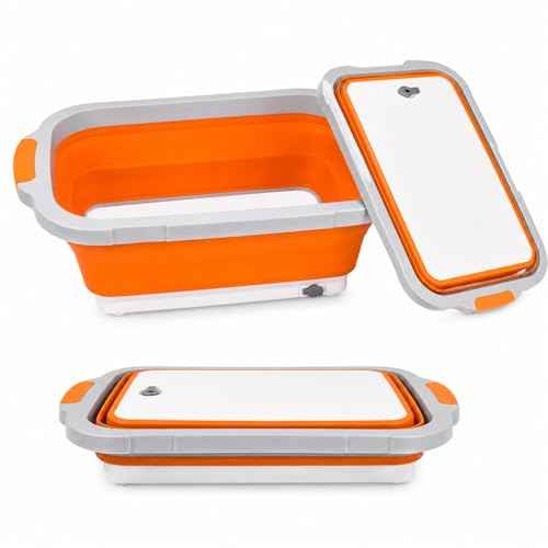 BBQ Prep Tub 16L Orange Collapsible Wash Basin with Drain Plug (4.2 Count)