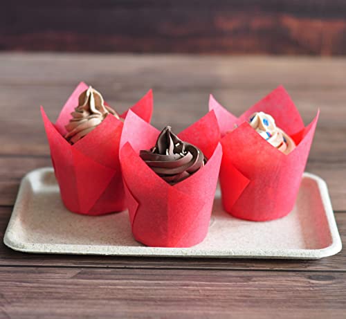 Red colour Large size Tulip Baking Cups 2 (130 Count)
