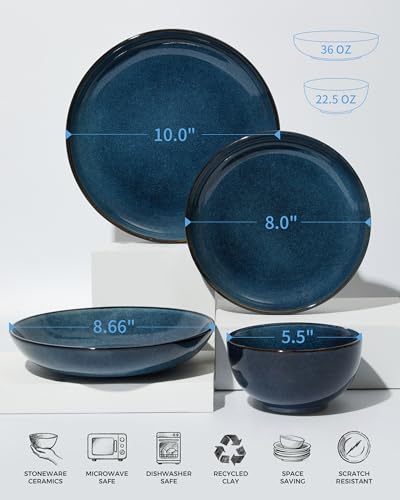 16 Piece Double Bowl Dinnerware Sets with Pasta Bowls