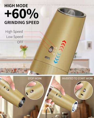 Gravity Electric Salt and Pepper Grinder Set with 2 (2 Count)