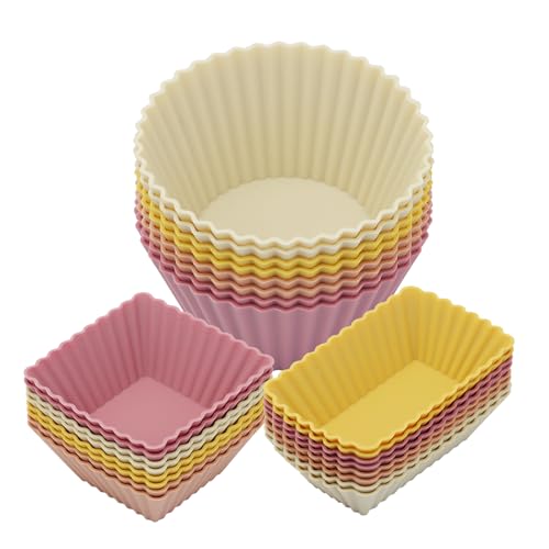24Pack Silicone Muffin Baking Cups Cupcake Liners Lunch Box Bento Dividers (24 Count)