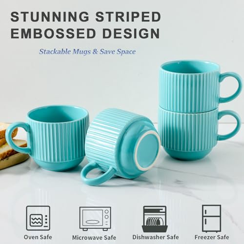 15 oz Coffee Mug Set of 4 with Stand (4 Count)