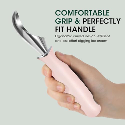 Premium Heavy Duty Ice Cream Scoop with Ergonomic Grip Handle