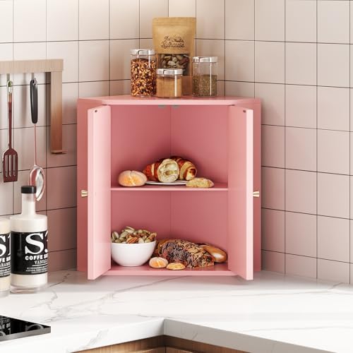 Corner Bread Box for Kitchen Counter Double Layer Bamboo Bread Storage Container Large Capacity Bread Storage Bin Farmhouse Breadbox Organizer
