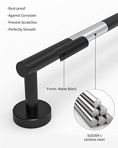 24 Inch Towel Bar Black Towel Rack for Bathroom Kitchen Towel Holder SUS304 Stainless Steel RUSTPROOF Wall Mount Total Length 26 inch