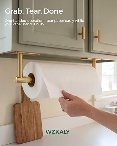 Gold Paper Towel Holder Under Cabinet with Damping Self Adhesive