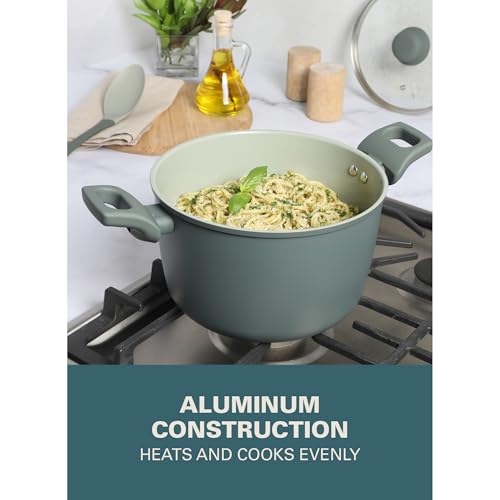 Barnsdall 10 Piece Premium PFA Free Ceramic Nonstick Pots and Pans Aluminum Induction Cookware Set W (10 Count)