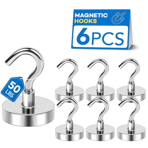 Magnetic Hooks Magnet Hook for Cruise Cabins 50LBS Essentials 6P (6 Count)