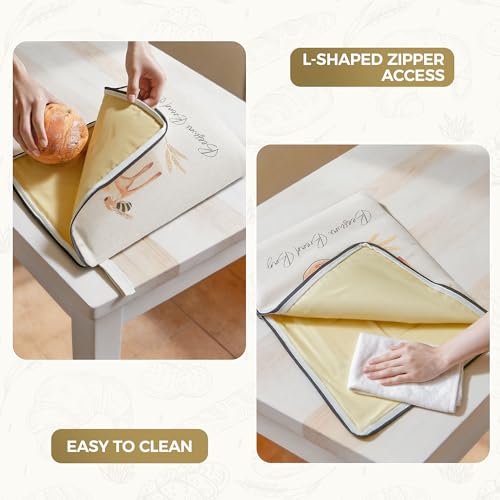 2 Packs Wide Zipper Access Beeswax Bread Bags for Homemade Bread (2 Count)