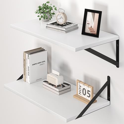 20W x 12D Deep Floating Shelves Set of 2 White (2 Count)