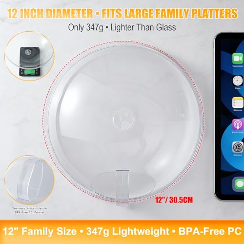 12" Clear Microwave Splatter Cover Integrated Handle BPA Free