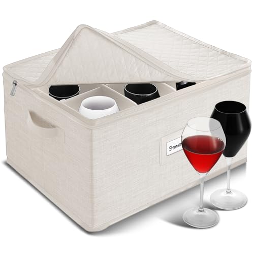 Wine Glass Storage Box with Dividers