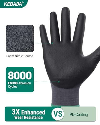 W5 Foam Nitrile Coated Work Gloves for Men & Women (12 Count)