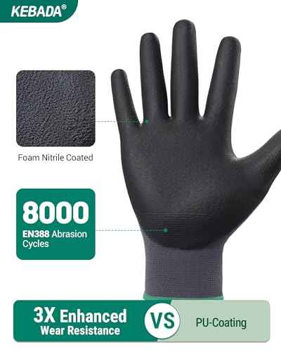 W5 Foam Nitrile Coated Work Gloves for Men Women (60 Count)
