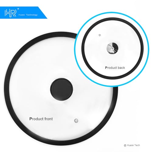 HR Huare Vented Tempered Glass Cookware Lid Black 1 Pack