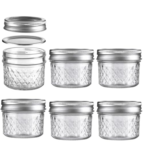 3.4oz 100ml Glass Mason Jars 6 Pack (6 Count)